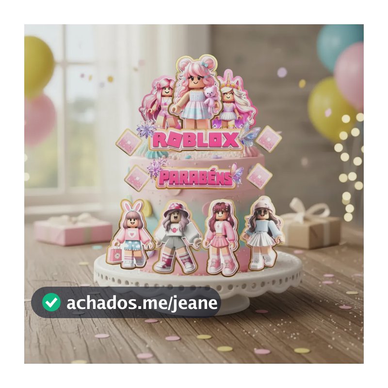 Topo De Bolo Topper Infantil Adulto Variados Personagens Roblox Menina