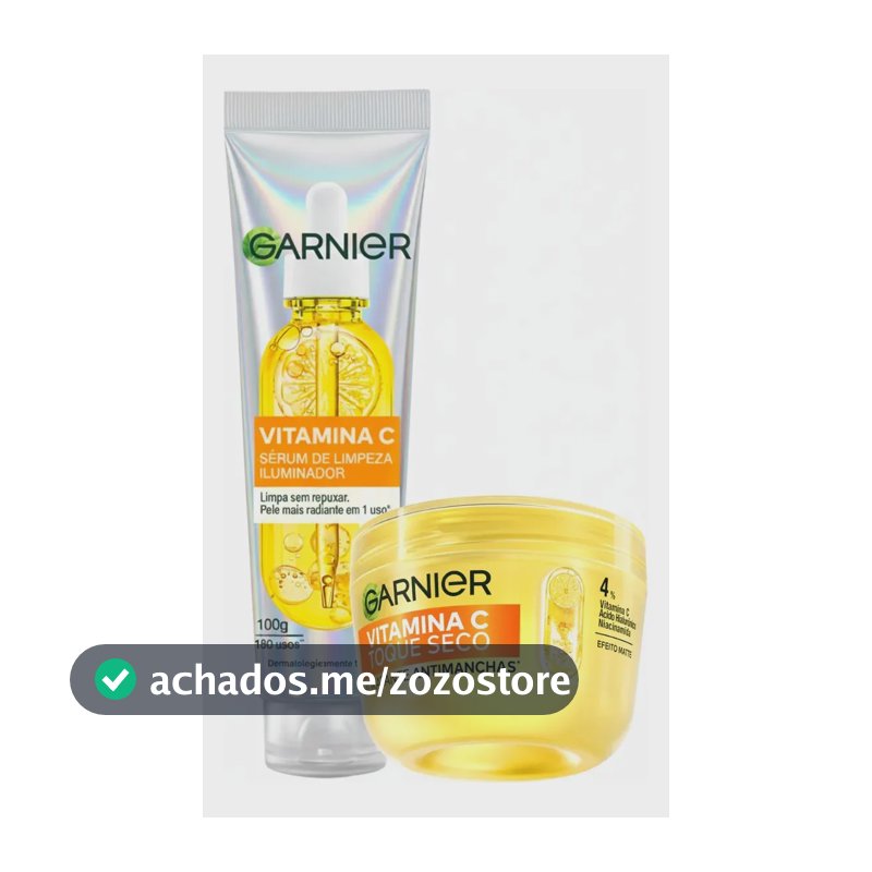 Garnier Kit Vitamina C, Sérum de Limpeza Iluminador, Serumnete 100g + Hidratante Facial Toque Seco Antimanchas 85g