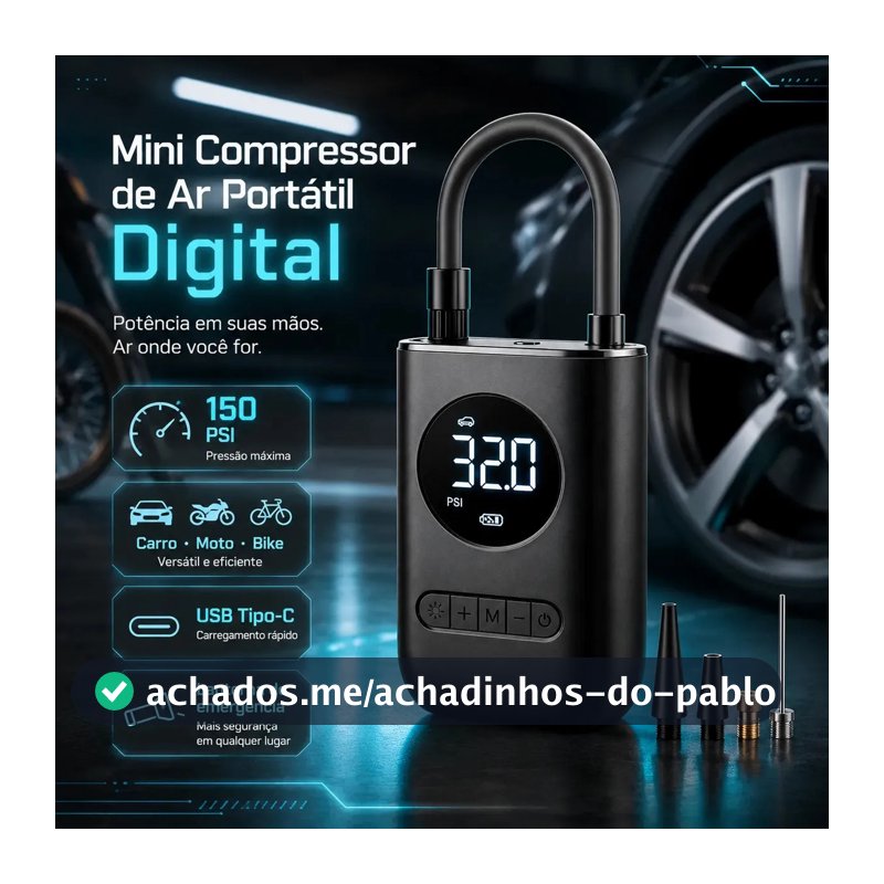 Compressor De Ar Digital Pneu Calibrador Portátil Para Carro Moto Bike Sem Fio Mini Bomba De Ar Elétrico Tela Digital Led Pneus