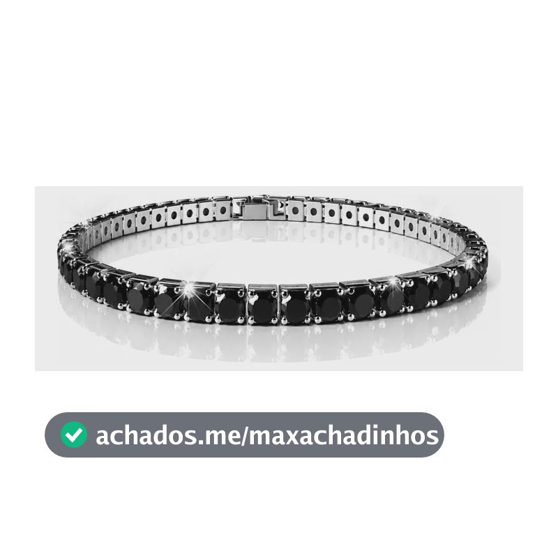 Pulseira Riviera Zircônia Preta Aço Luxo Unissex Social Preto 17 Cm