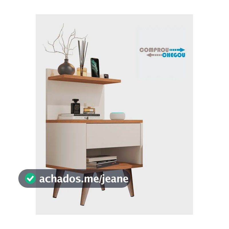 Criado Mudo Prateleira Sleep Retro 1 Gaveta Bege MDP 15mm 38x67,5x33cm
