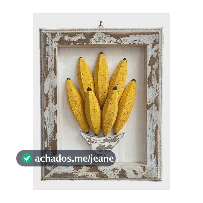 Quadro De Madeira De Banana  Branco Amarelo