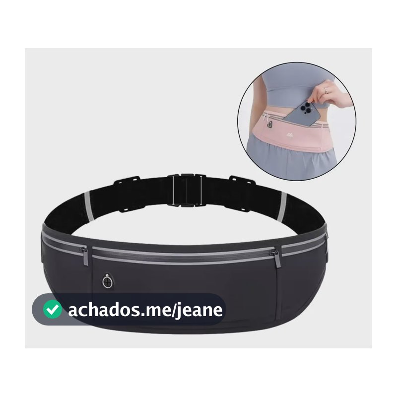 Pochete Fit Slim Impermeável Corrida Academia Porta Celular Preto