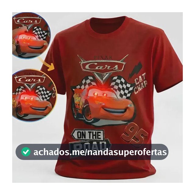 Camiseta Com Led Carros Relampago Mecqueen Filme Infantil Vermelho 2