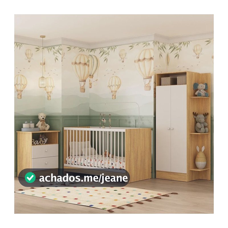 Jogo De Quarto Infantil Com Colchão Trevalla Móveis Pom Pom Madeirado/branco