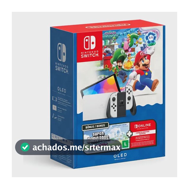 Bundle Nintendo Switch Oled + Super Mario Bros. Wonder + 3mo Nos Branco
