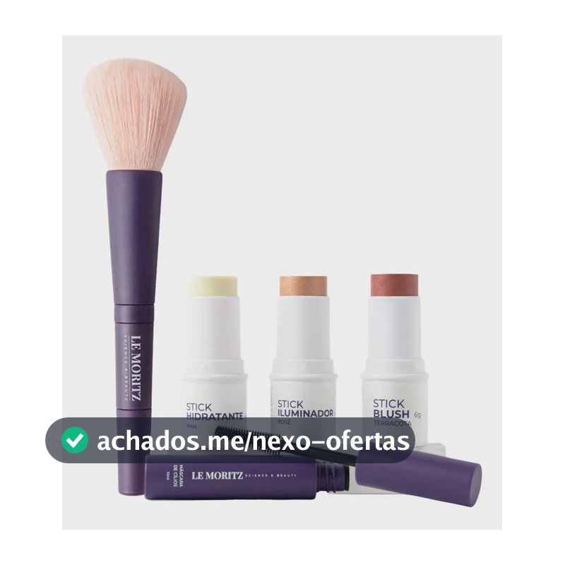 Kit Maquiagem Trio Blush, Iluminador, Hidratante FPS 50 Rímel Le Moritz