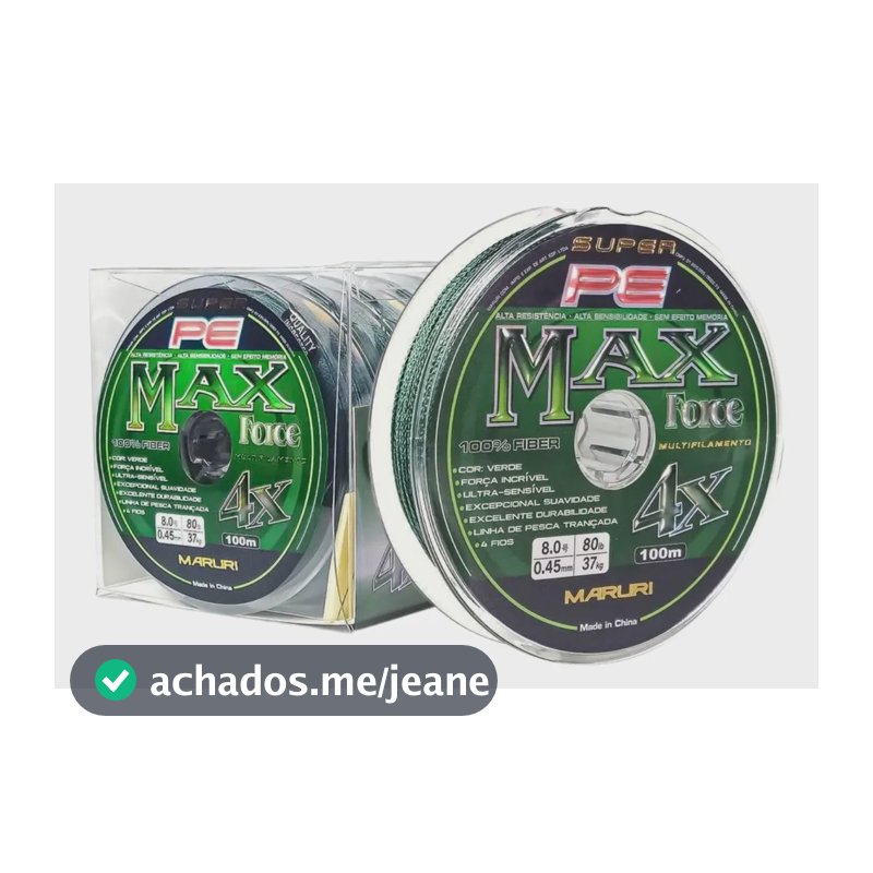 Linha Multifilamento Maruri Max Force 4x Pe 100m Verde -0.40mm / 75lb / 34.70kg