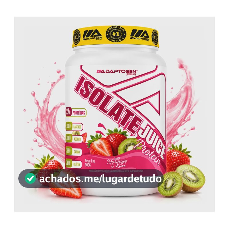 Proteína Adaptogen Isolate Juice em pó sabor Morango kiwi x 900g