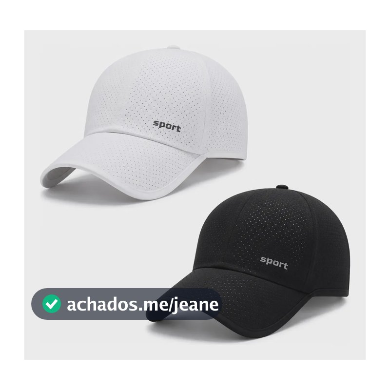 Kit 2 Boné Esportivo Confortável Secagem Rápida Dry Fit Preto E Branco Regulagem Ajustável Liso