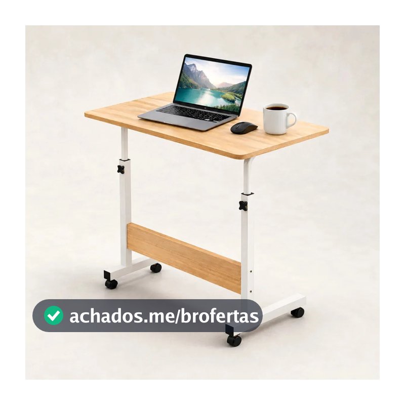 Mesa Suporte Notebook Ergonômica Ajustavel Café Apoio Cama Home Office com Rodinhas