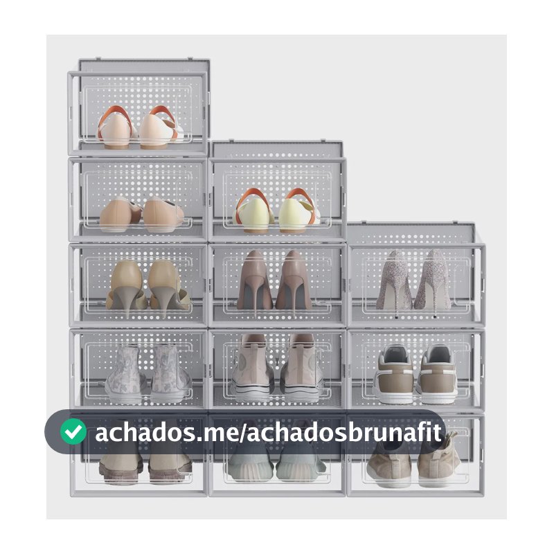 Caixas Organizadoras Para Tênis, Empilháveis 12 Unidades Cinza