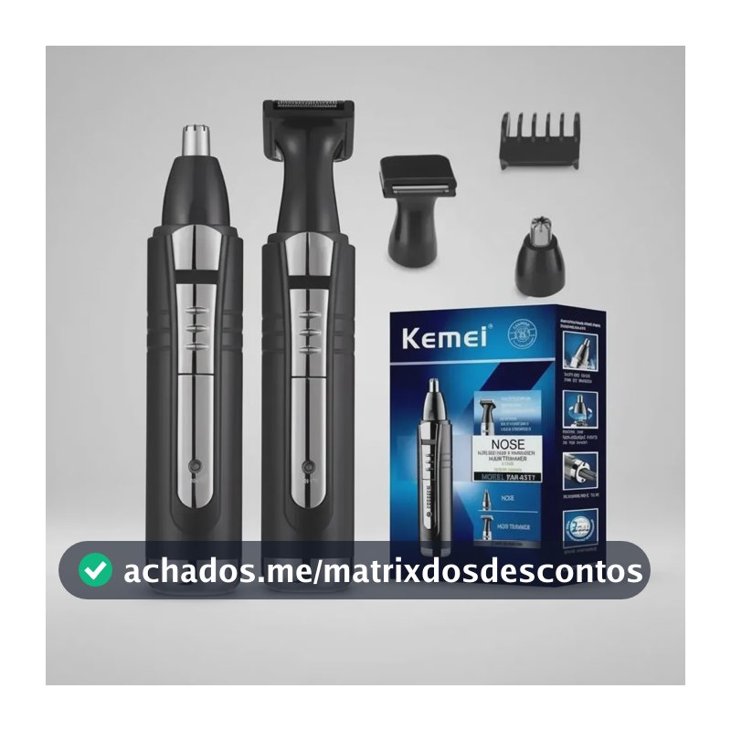 Aparador de Pelos Kemei KM-6511 Nariz Orelhas Sem Fio Preto