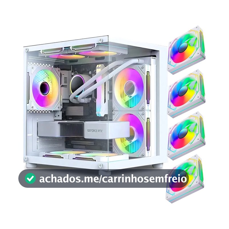 Gabinete Gamer Aquário Em Vidro Com 4 Fans Rgb Gb1797 Cor Branco