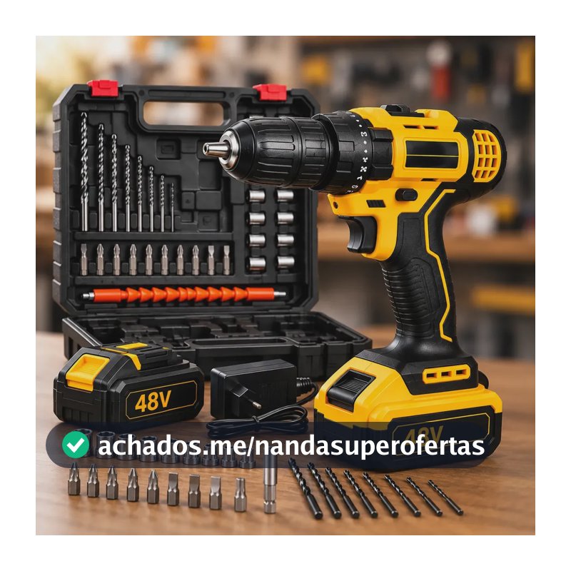 Parafusadeira e Furadelra de Impacto Hardline Sem Fio 48V Com 2 Baterias e Maleta