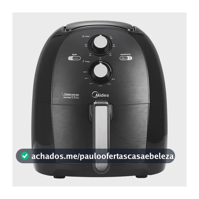 Fritadeira Air Fryer 5,3l Cor Preta Midia