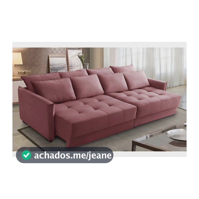 Sofá Cama Retrátil E Reclinável 2,30m Com Molas Carol Veludo Cor Rose