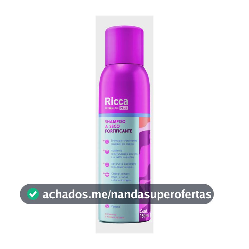 Shampoo A Seco Refresh Me Plus Fortificante Para Cabelos Oleosos Ricca 150ml