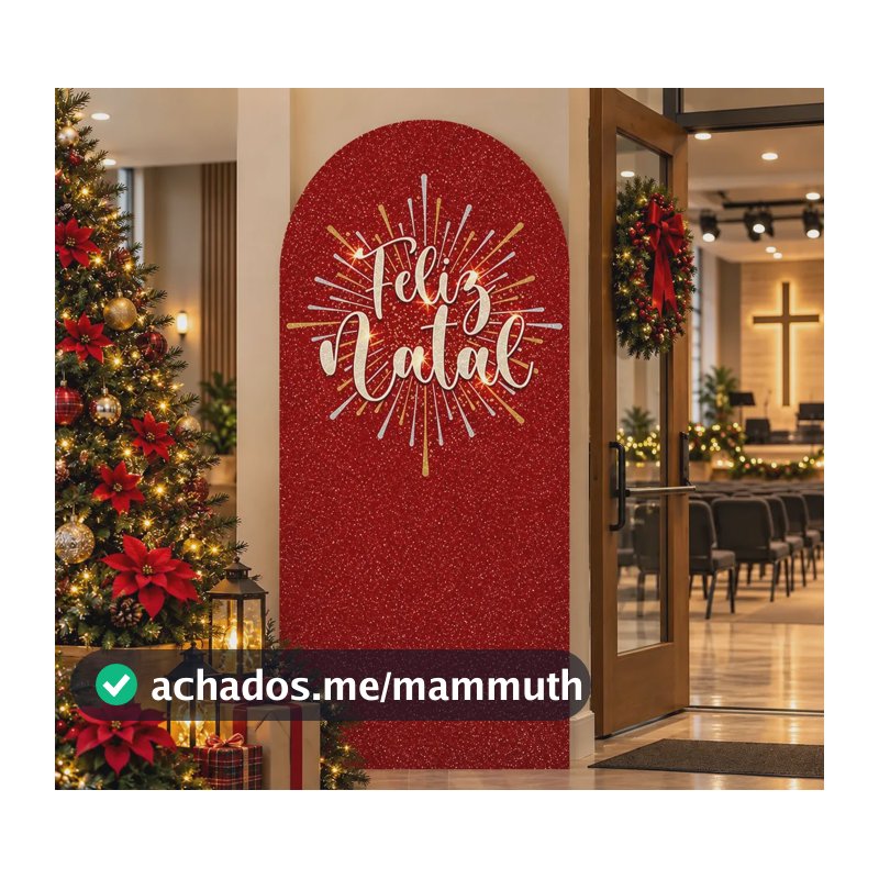 Painel Natal Romano 2x1m Glitter Decoração de Festa Capa Painel Decorativo Em Tecido Elástico Veste Facil