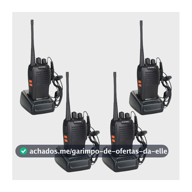 Kit 4 Rádios Comunicação Baofeng BF-777S 16 Canais 12km Alcance 400-470MHz