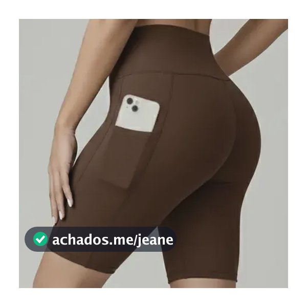 Shorts Feminino Academia Grosso Modelador Cintura Alta Bolso