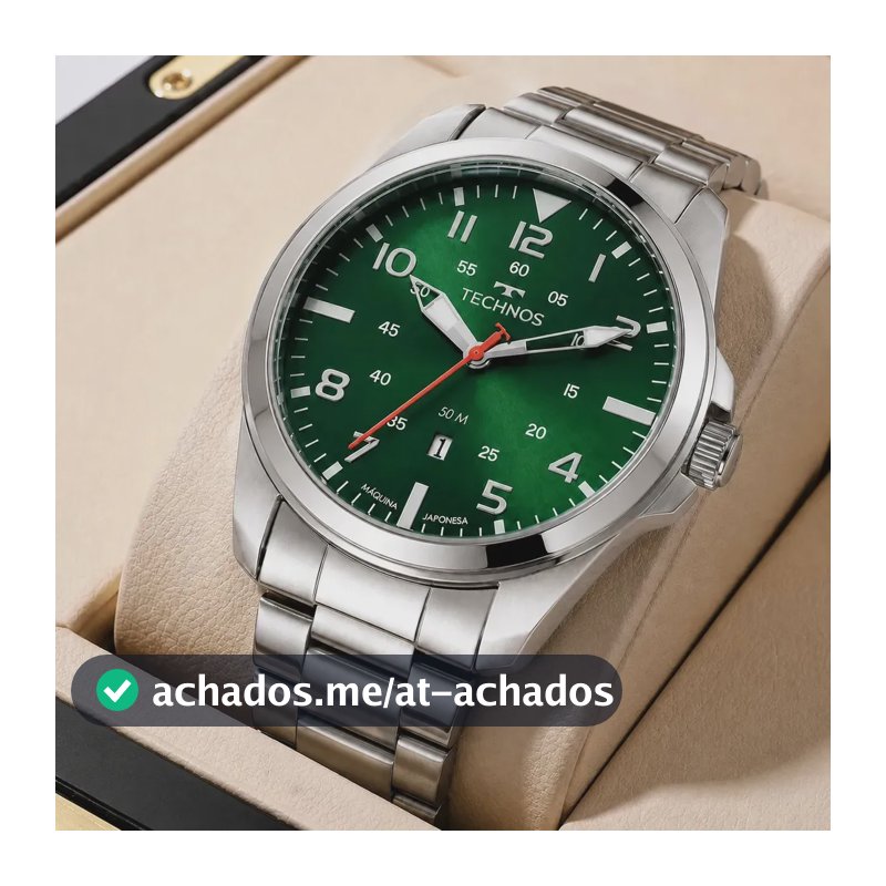 Relógio de Pulso Technos Masculino 2115MYS/1V Casual em Aço Inoxidável Prova D´Agua 50 Metros com Calendário