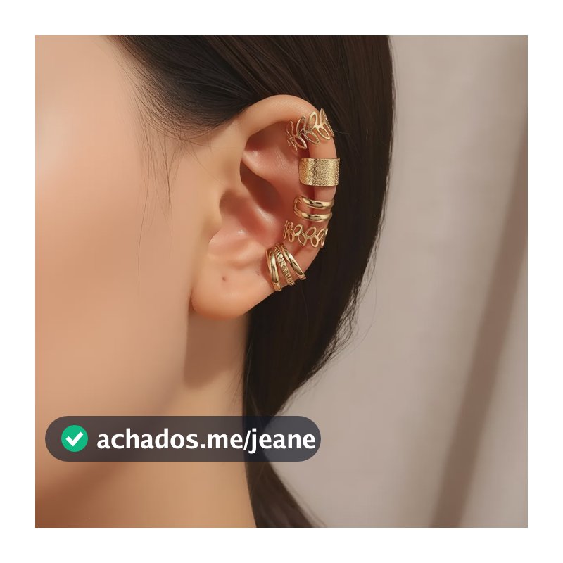 Kit 5 Brincos De Pressão Sem Furo Ajustáveis Em Metal Dourado