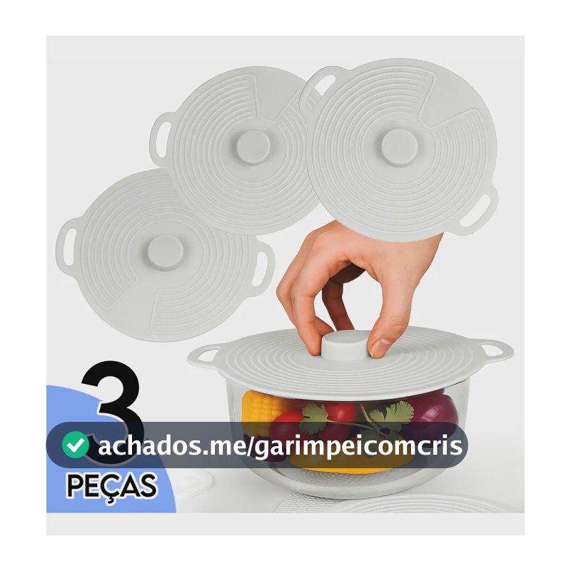 Kit 3 Tampas Silicone Panela Pote Universal Flexível