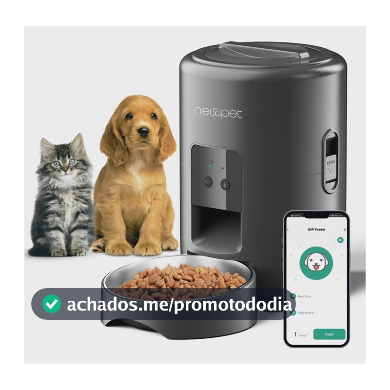 Alimentador Inteligente Comedouro Automático Pet App Newpet NP1322 Preto