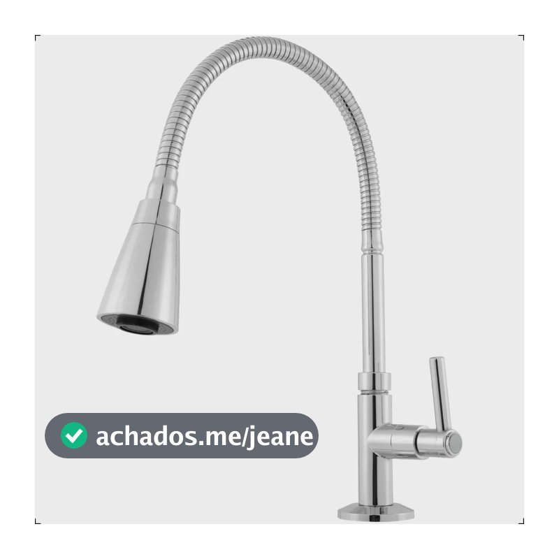Torneira Gourmet Para Pia De Cozinha Para Bancada De Mesa Flexível 360o Dois Jatos Cromado Brilhante Prateado