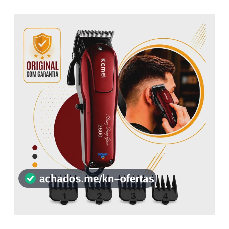 Maquina De Cortar Cabelo  Profissional Kemei  Km-2600 Bivolt Bordô 127/220v