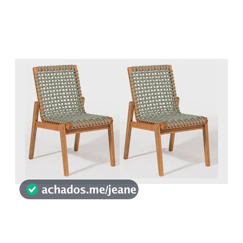 Conjunto 2 Cadeiras Madeira Sem Braço Linha Traço Fb Stain Jatobá/verde Oliva