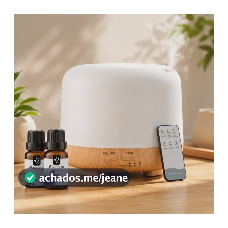 Umidificador Difusor Aromatizador Led 300ml Bivolt Marrom-claro 110/220