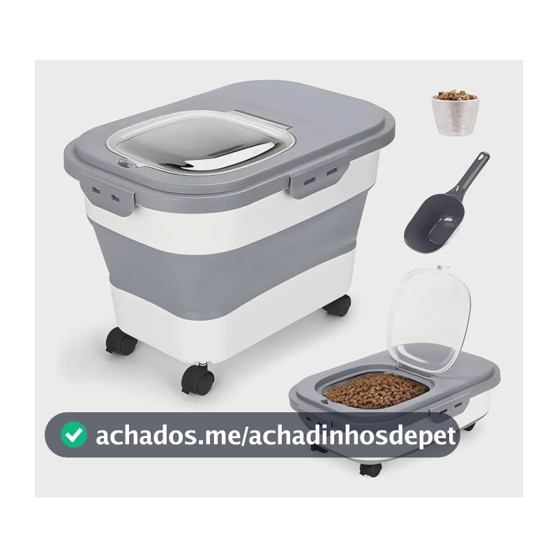 Recipiente De Armazenamento De Comida De Cachorro Caixa Lisa Cinza