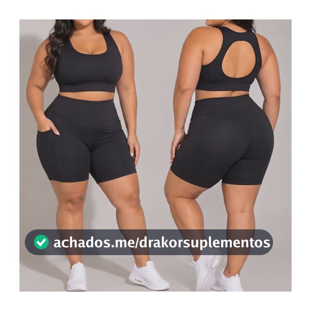 Conjunto Plus Size Academia Top Kit Fitness Bermuda Treino