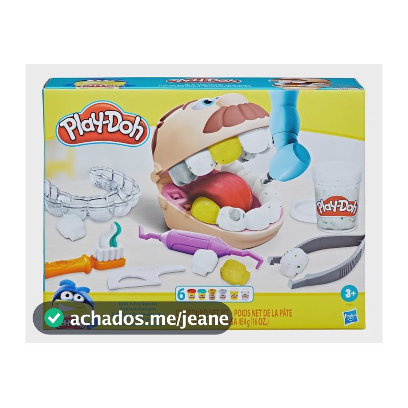 Conjunto Massinha Hasbro Dentista Brincando Play Doh 6 Potes