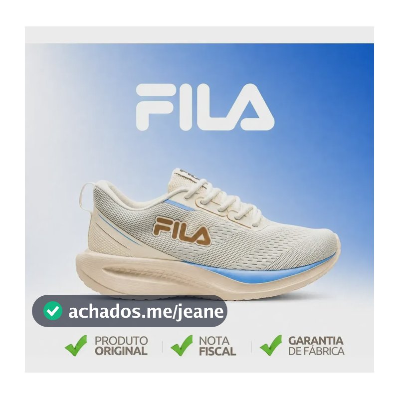 Tênis Feminino Fila Rise Up Esportivo Original Oferta Bege/dourado/azul 35 Br