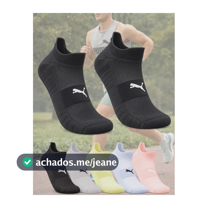 Meia Puma Poliamida Esportiva Corrida Dry Academia Soquete Preto M (34-39)