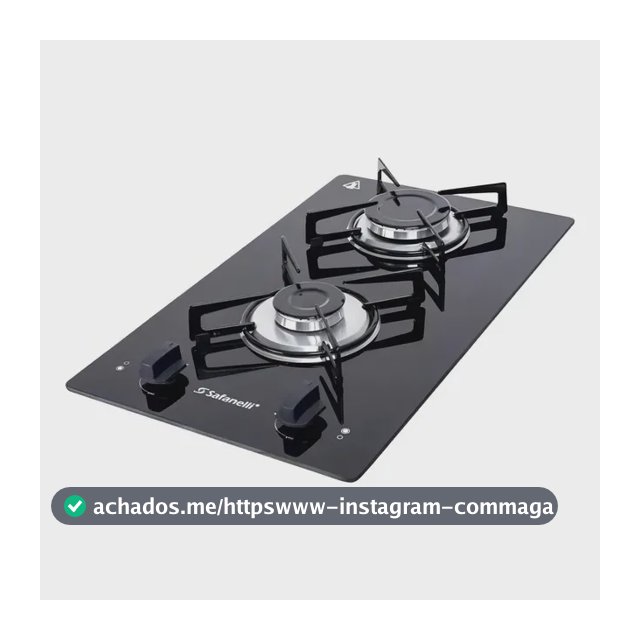 Cooktop Safanelli de Vidro Preto com 2 Bocas para Gás GLP