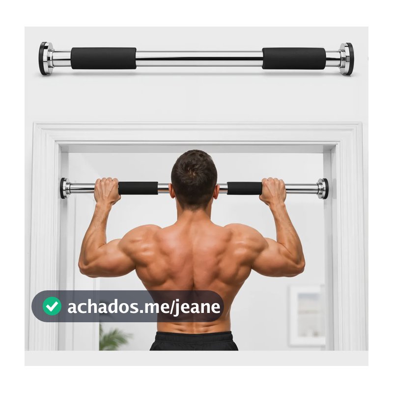 Barra Fixa Para Musculação Exercicios Costas De Porta Parede Prateado
