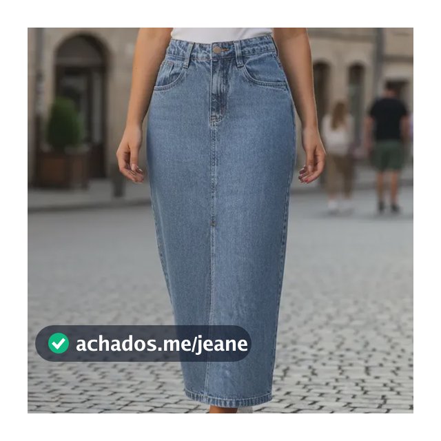 Saia Jeans Longa Midi Feminina Cintura Alta Com Fenda