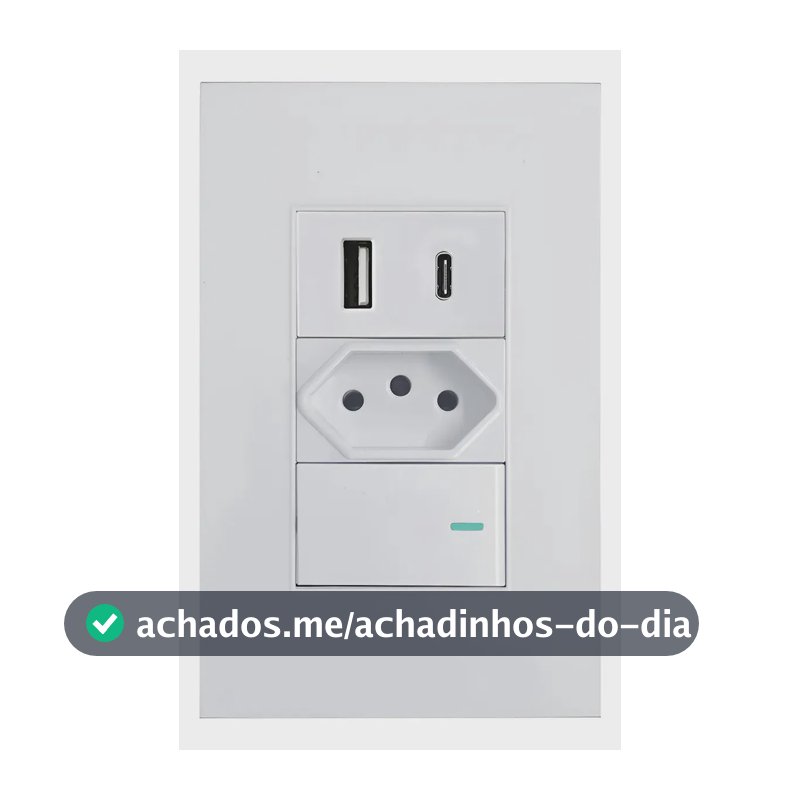 Tomada Interruptor Paralelo + Usb Tipo C De Parede Universal Branco