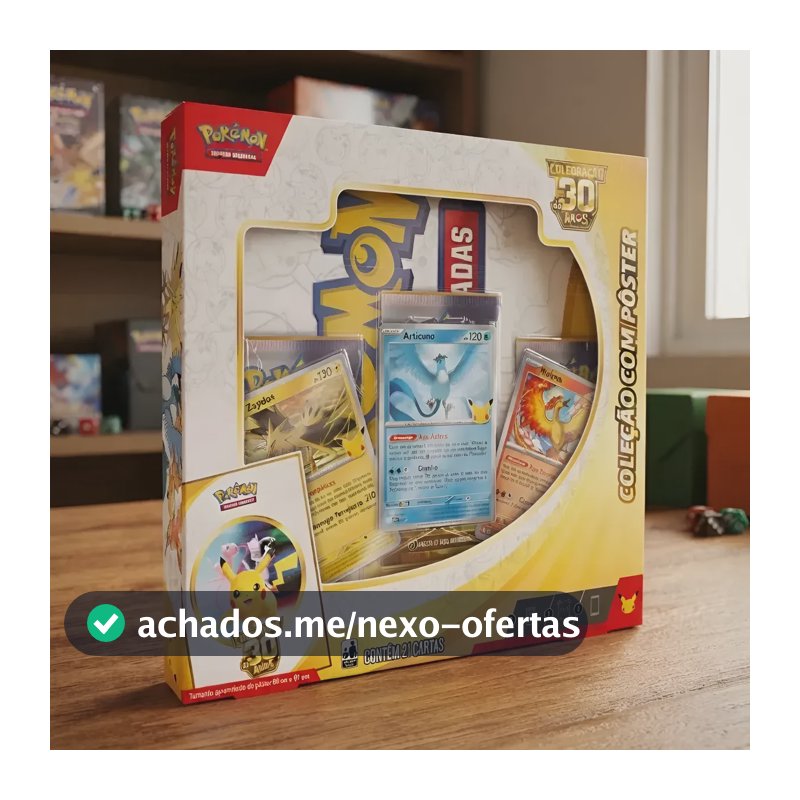 Box Pokémon Com Pôster Celebração De 30 Anos- 21 Cartas Poster Português