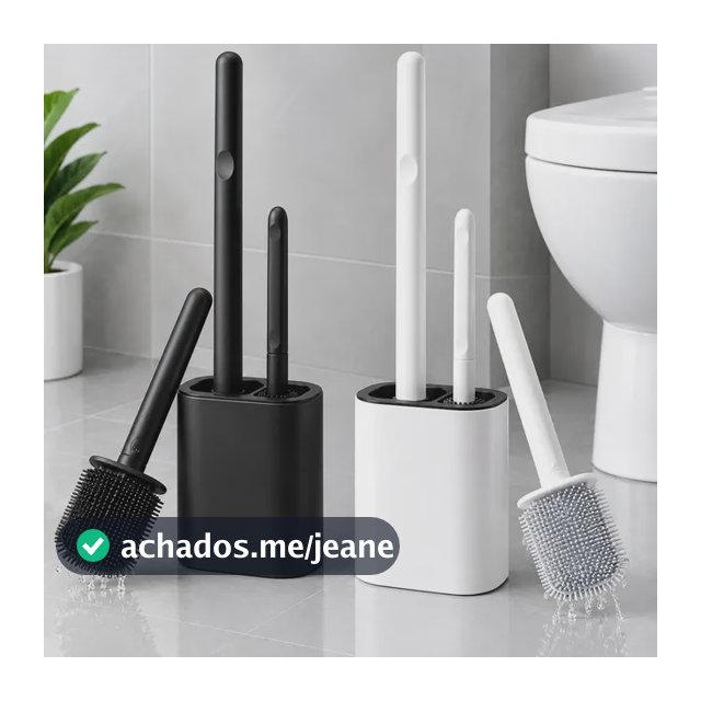 Escova De Silicone Para Vaso Sanitário 2 Em 1 Preto Ou Branco
