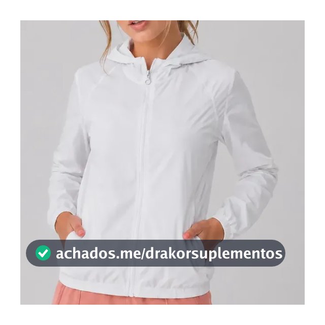 Jaqueta Feminina Iz Corta Vento Ultra Leve Com Capuz 2026 Branco M Liso