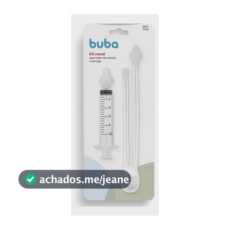 Kit Aspirador Nasal Buba Bebê Sucção + Seringa Lavador Nasal Branco
