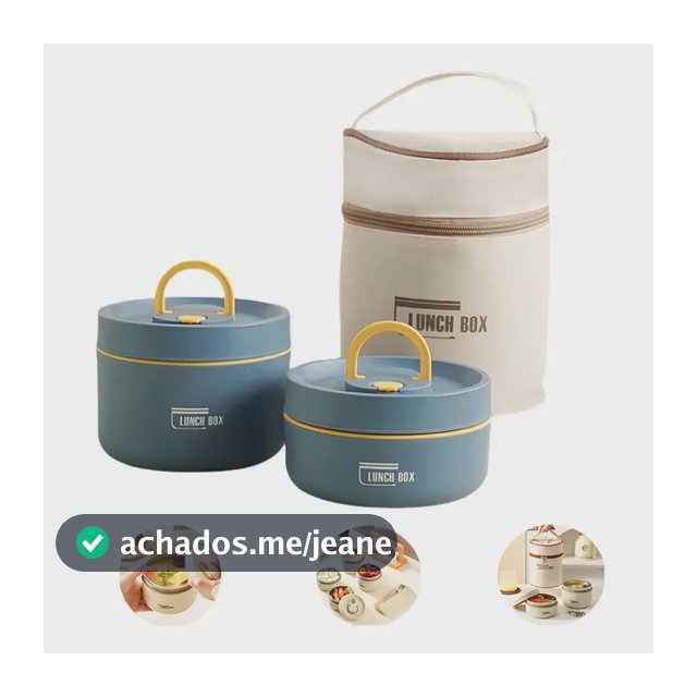 Kit 2 Marmitas Térmicas 440ml+600ml Aço Inox Micro-ondas + B