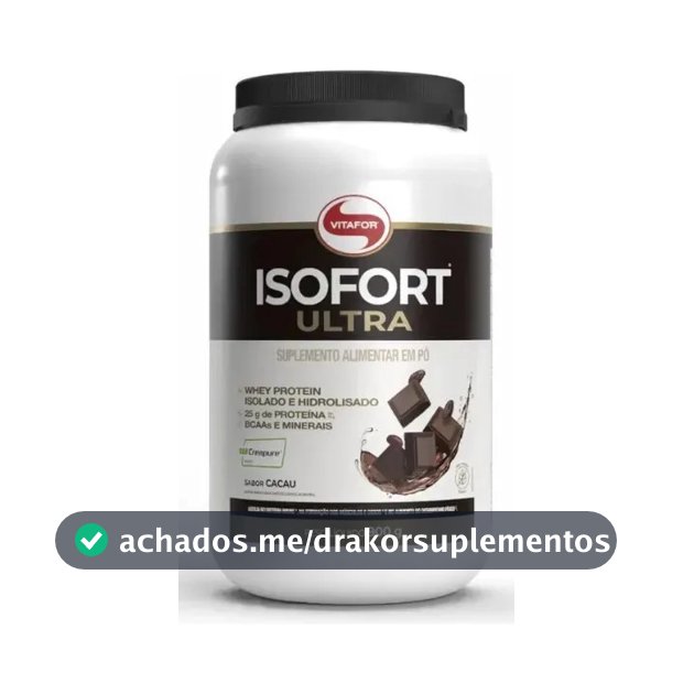 Whey Protein Vitafor Isofort Ultra 900g Cacau com Creatina e Glutamina