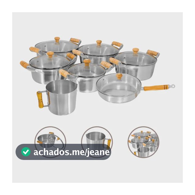 Kit 7 Peças Caçarolas Aluminio Batido 16/24 Can 12 Frig N20 Prateado 16 A 24 Frigideira 20 Can 14