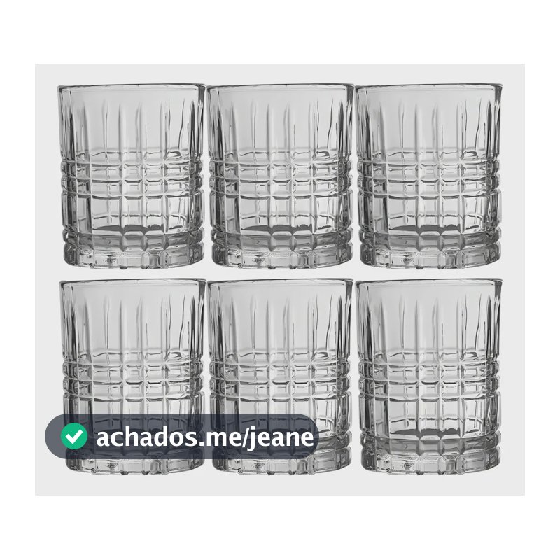 Jogo 6 Copos Para Whisky Drink Luxo Old Fashion Vidro 240ml